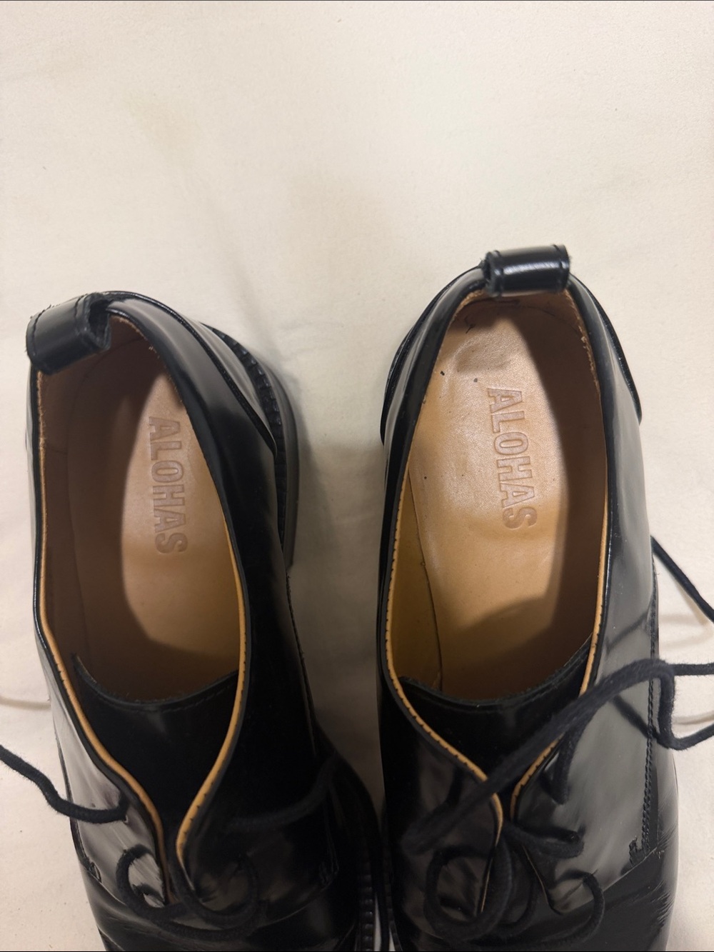ALOHAS Black Gloss Leather Derby Shoes - Picture 4 of 8